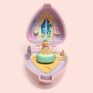 Rare Vintage 1991 Polly Pockets Polly's Big Night Out Ring and Ring Case - pink